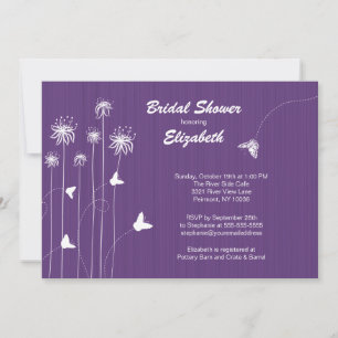 Mod Floral Butterfly Bridal Shower Invite Purple