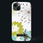Mod Floral Pattern Personalised iPad Air Case<br><div class="desc">Customisable iPad case featuring chartreuse,  blue and brown floral pattern. Other colours and similar items are available in my store.</div>