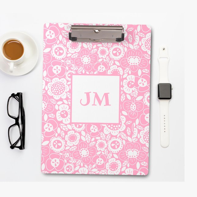 Mod Floral Pattern with Initials Clipboard (Creator Uploaded)