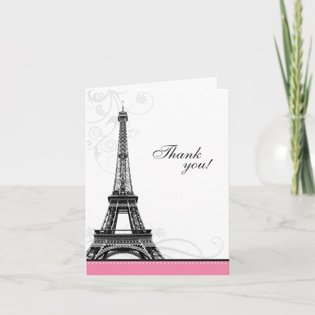 Mod Flourish Eiffel Tower Parisian Thank You Cards (Front)