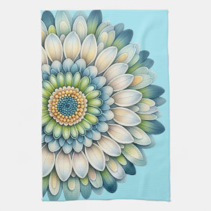Mod Flower – Blue, Sage & Yellow Tea Towel