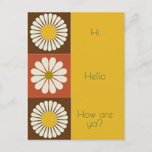 Mod Flower Bold White Yellow Everyday Postcard
