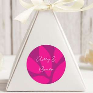 Mod Flower Petals Botanical Fuchsia Bridal Shower Classic Round Sticker