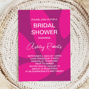 Mod Flower Petals Botanical Fuchsia Bridal Shower Invitation