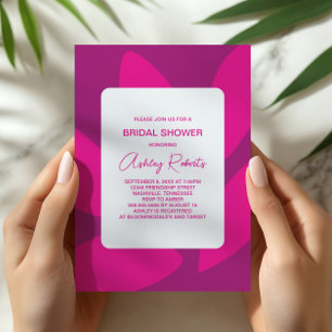 Mod Flower Petals Botanical Fuchsia Bridal Shower Invitation