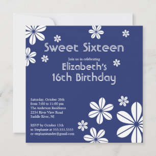 Mod Flowers Sweet Sixteen Birthday Invitation