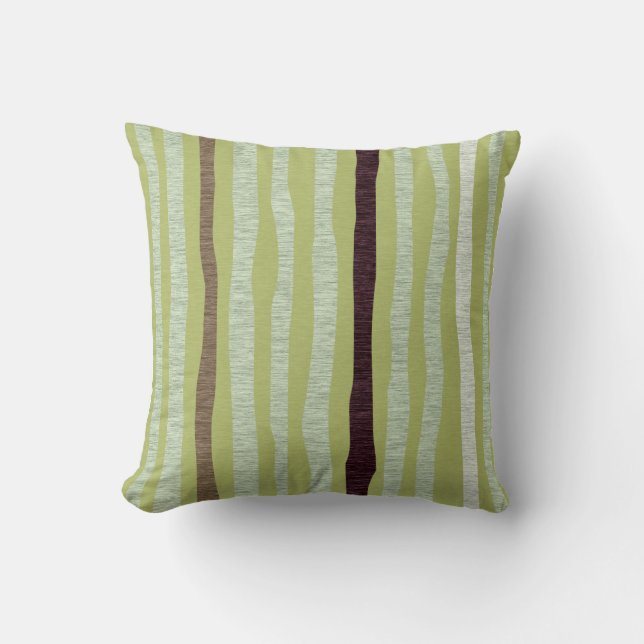 Mod Forest Abstract Tree Trunks Green Throw Pillow (Front)