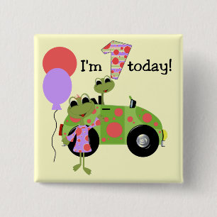 Mod Frogs 1st Birthday 15 Cm Square Badge