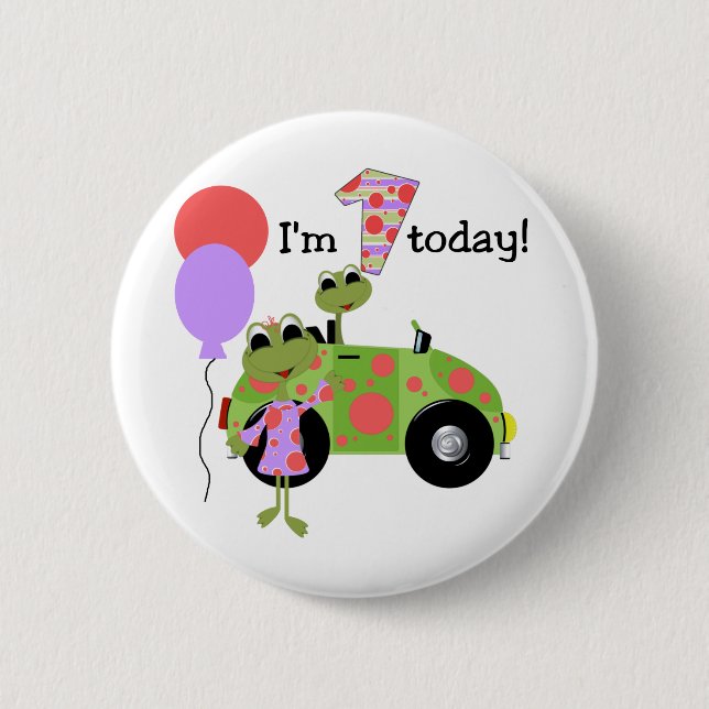 Mod Frogs 1st Birthday 6 Cm Round Badge (Front)