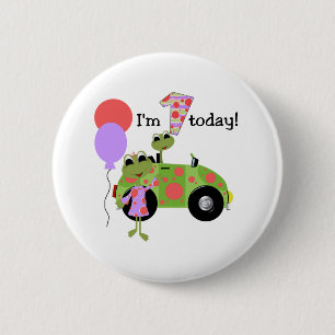 Mod Frogs 1st Birthday 6 Cm Round Badge