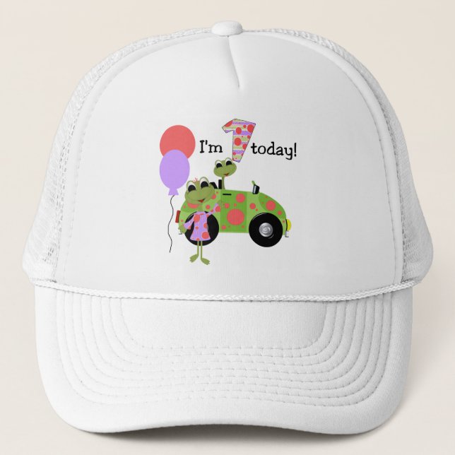 Mod Frogs 1st Birthday Trucker Hat (Front)