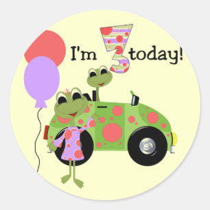Mod Frogs 3rd Birthday Tshirts and Gifts Classic Round Sticker