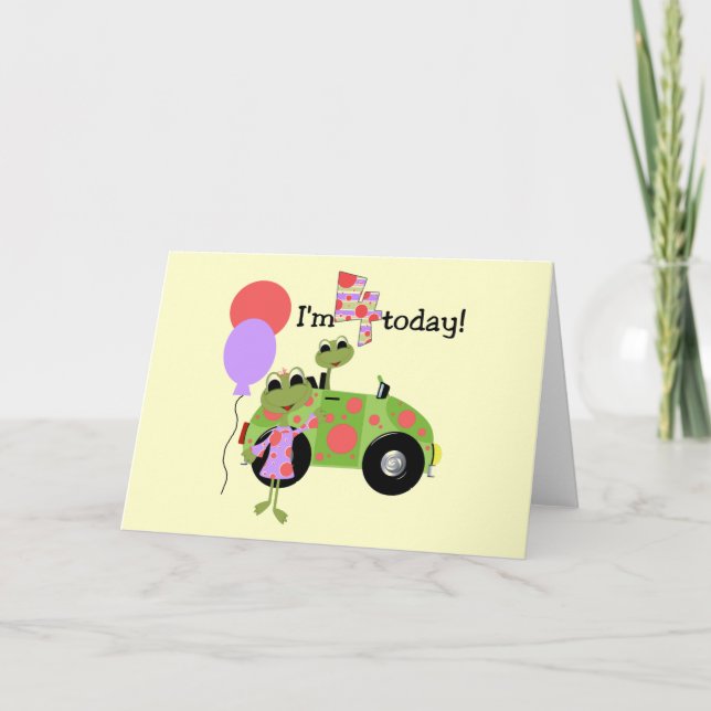Mod Frogs 4th Birthday Tshirts and Gifts Card (Front)