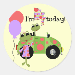 Mod Frogs 4th Birthday Tshirts and Gifts Classic Round Sticker