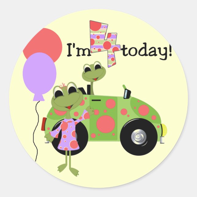 Mod Frogs 4th Birthday Tshirts and Gifts Classic Round Sticker (Front)