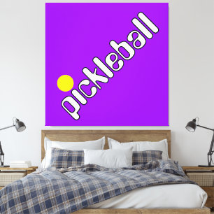 Mod Fun White Yellow PICKLEBALL On Bright Purple Canvas Print