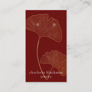 Mod Gingko Leaf QR Code Earring Red Display Card