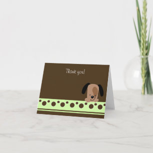 Mod Green Puppy Dog Folded Thank you note Card