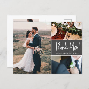 Mod Grey Handlettering Custom Wedding photos  Postcard