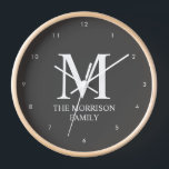 Mod Grey Personalised Family Monogram Clock<br><div class="desc">Elevate your home décor with this Mod Grey Personalised Family Monogram Clock. Featuring a sleek, modern design in a stylish grey colour, this clock is personalised with your family's monogram and name, making it a perfect statement piece for any room. The minimalist aesthetic blends seamlessly into any interior, while the...</div>