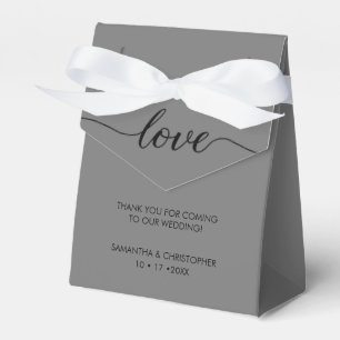 Mod Grey Simple & Elegant Love Wedding ScrIpt  Favour Box