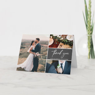 Mod Grey Wedding Custom photos Handlettering Card