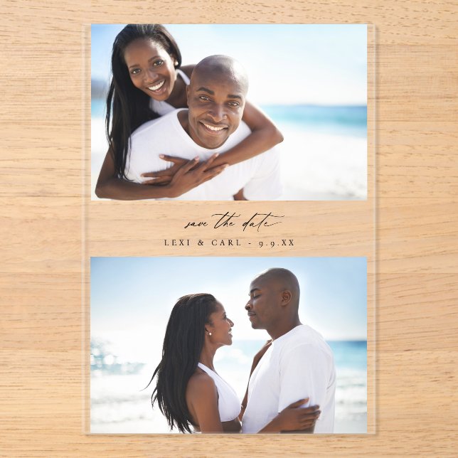 MOD H Duo Photo Save the Date Acrylic Invitations (Front)