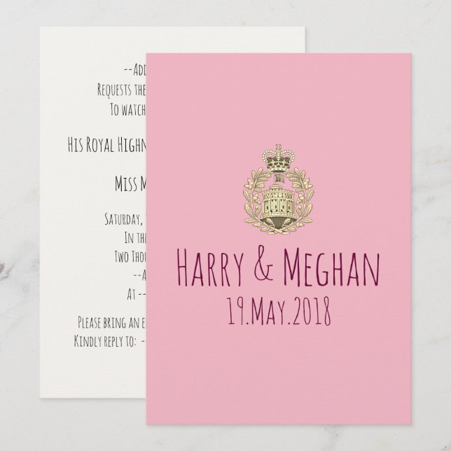 Mod Harry and Meghan Royal Wedding Party Invite (Front/Back)
