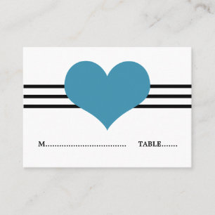 Mod Heart Place Card, Blue Card
