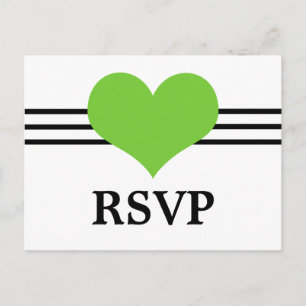 Mod Heart RSVP Postcard, Green Invitation Postcard