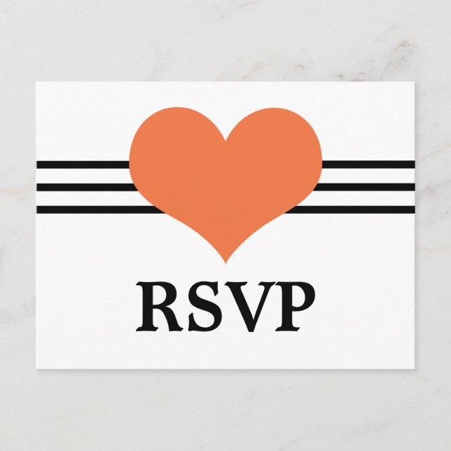 Mod Heart RSVP Postcard, Orange Invitation Postcard (Front)
