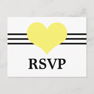 Mod Heart RSVP Postcard, Yellow Invitation Postcard