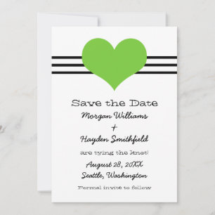 Mod Heart Save the Date Invite, Green
