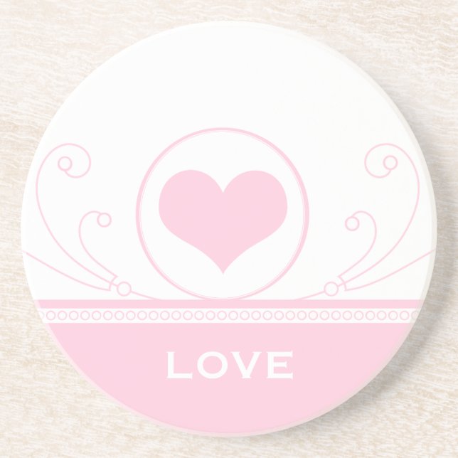 Mod Heart Swirls Coaster, Light Pink Coaster (Front)