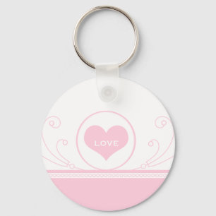 Mod Heart Swirls Keychain, Light Pink Key Ring