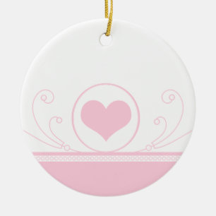 Mod Heart Swirls Valentine Ornament, Light Pink Ceramic Tree Decoration