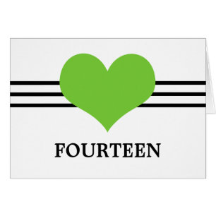 Mod Heart Table Number Card, Green