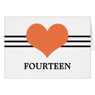 Mod Heart Table Number Card, Orange