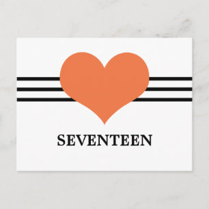 Mod Heart Table Number Postcard, Orange Postcard