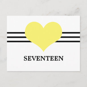 Mod Heart Table Number Postcard, Yellow Postcard
