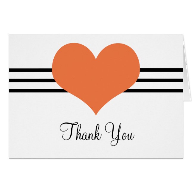 Mod Heart Thank You Card, Orange (Front Horizontal)