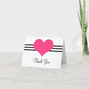 Mod Heart Thank You Card, Pink Card