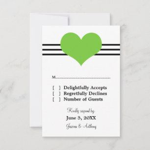 Mod Heart Wedding Response Card, Green