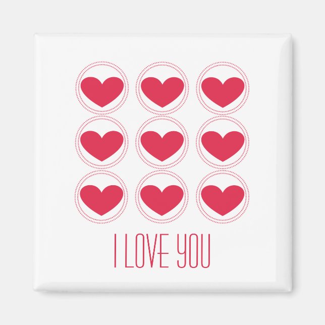 Mod Hearts Love Magnet, Dark Pink Magnet (Front)