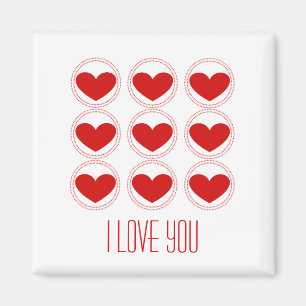 Mod Hearts Love Magnet, Red Magnet