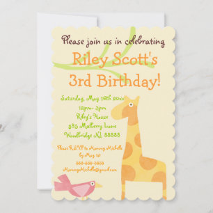 Mod Jungle Animal Birthday Invitations
