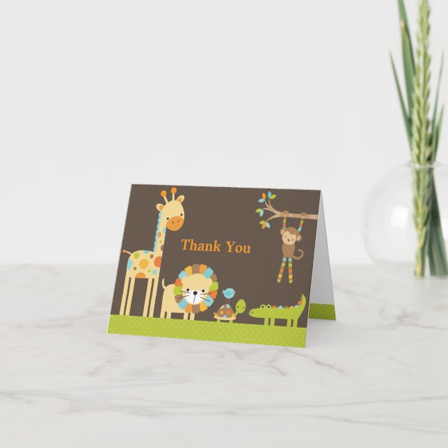 Mod Jungle Safari Baby Shower Note Card (Front)
