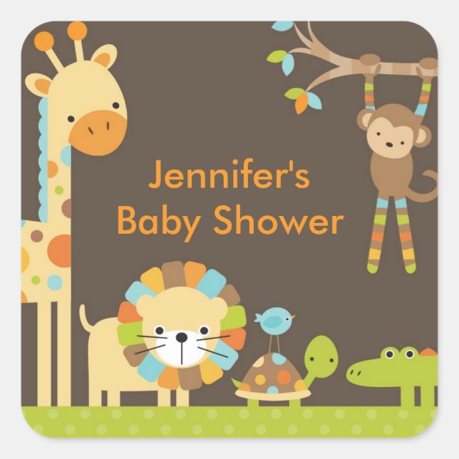 Mod Jungle Safari Baby Shower Stickers (Front)