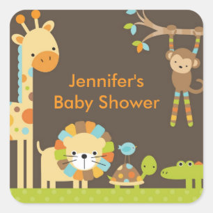 Mod Jungle Safari Baby Shower Stickers