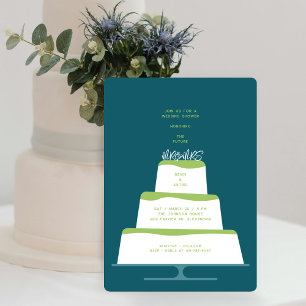 Mod Lime Iced Wedding Cake Couple's Shower Invitation